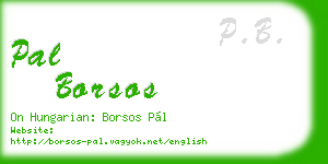 pal borsos business card